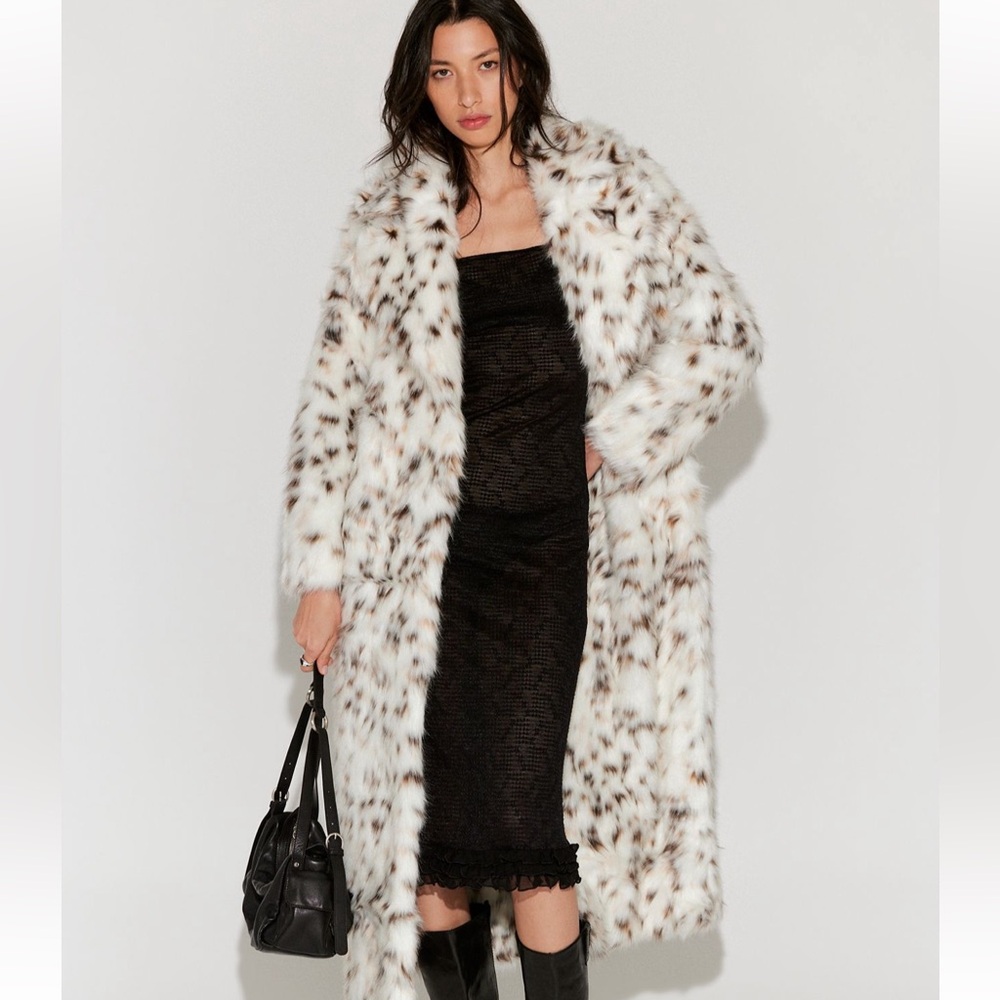 Apparis Gabrielle Faux Fur Coat - Noir Blanc Multi